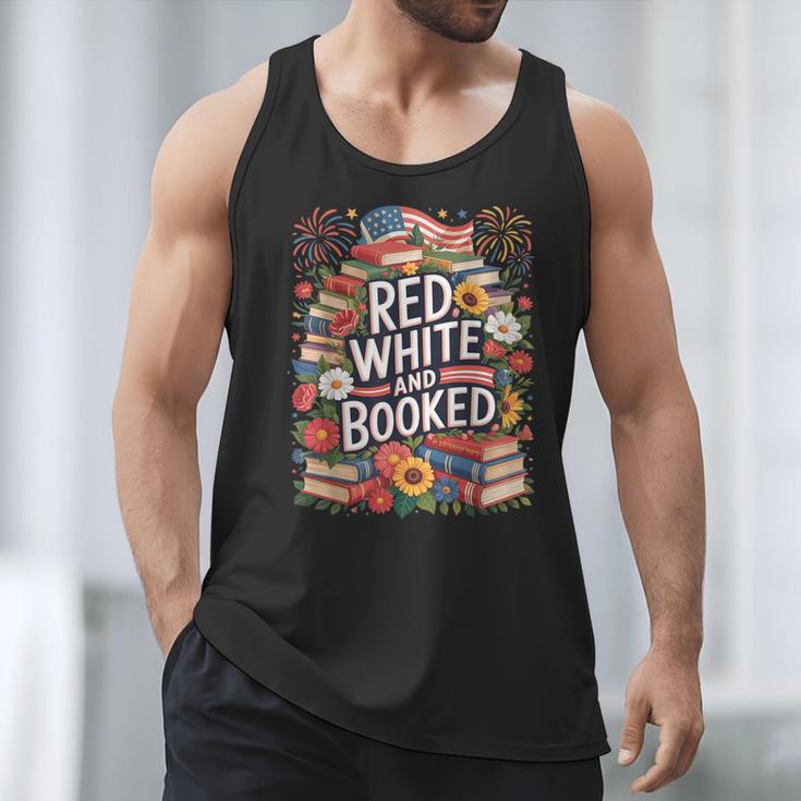 Retro Floral Red & Booked Library Reading 4th Of July Men Tank Top Retro Floral Red & Booked Library Reading 4th Of July Men Tank Top