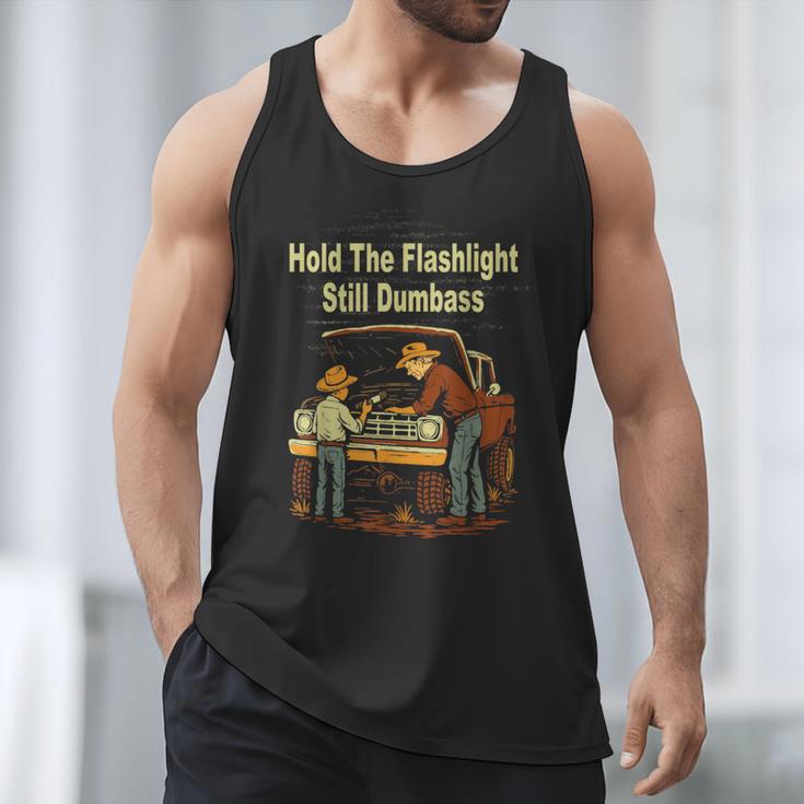 Retro Hold The Flashlight Still Dumbass Car Fixing Dad Son Men Tank Top