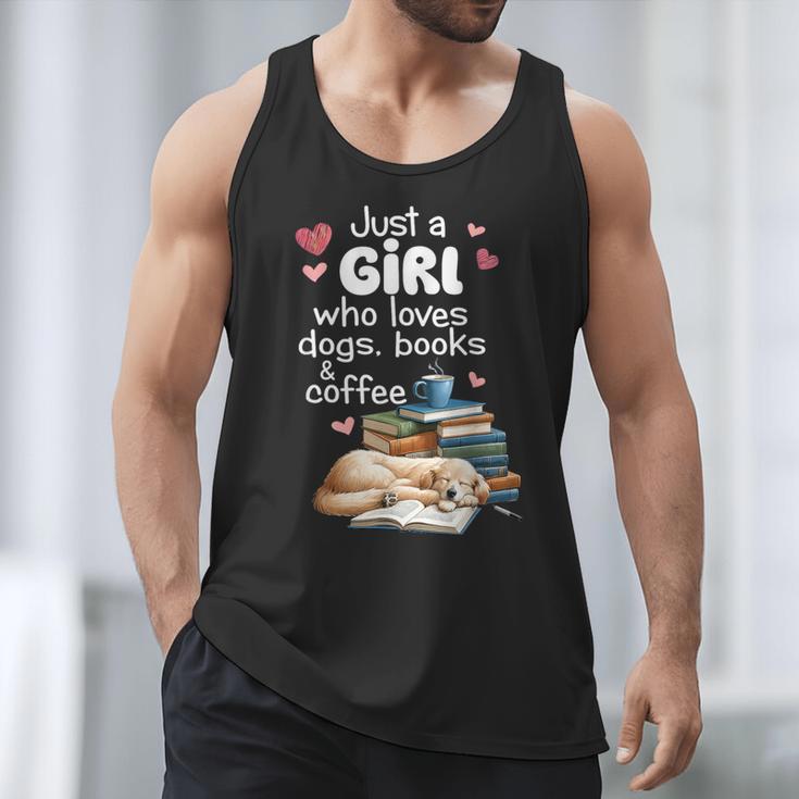Retro Just A Girl Who Love Dogs Books And Coffee Bookworm Men Tank Top