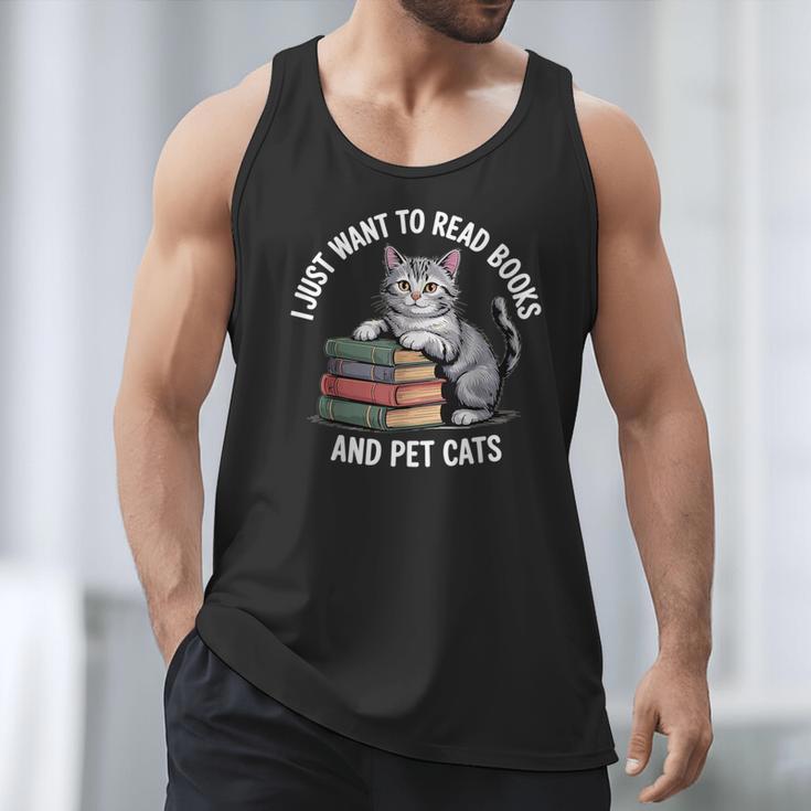 Retro I Just Want To Read Books And Pet Cats Men Tank Top