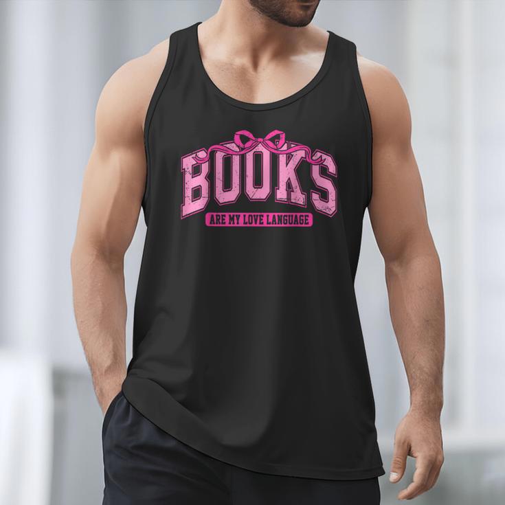 Retro Pink Coquette Bow Valentine Book Lover Varsity Men Tank Top