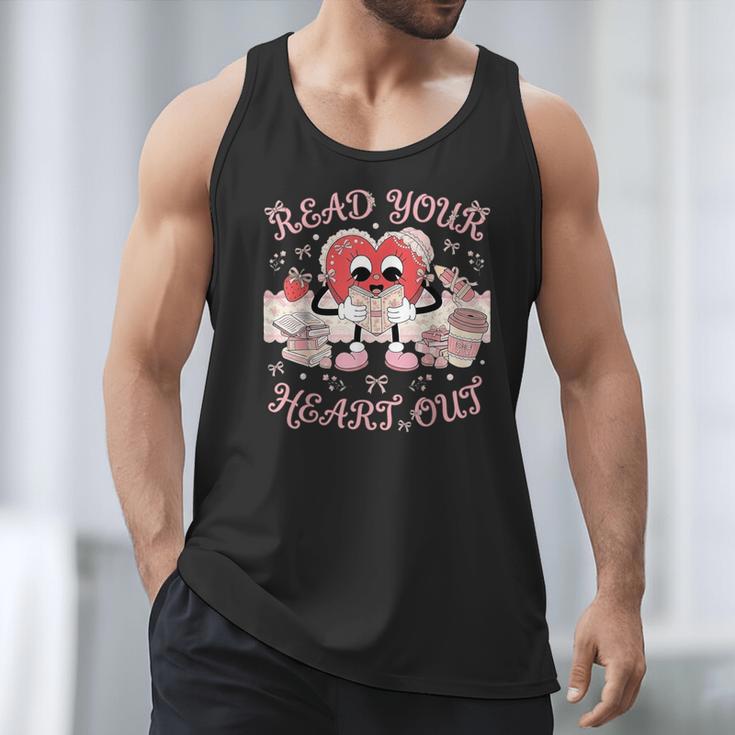 Retro Read Your Heart Out Valentine’s Day Teacher Book Lover Men Tank Top