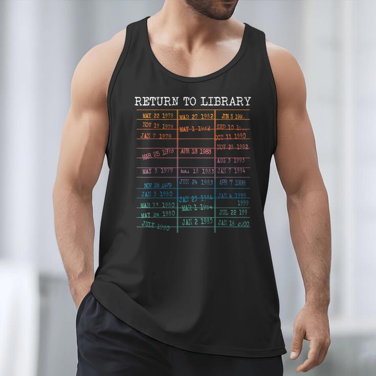 Return To Library Card Book Due Date Bookish Reading Men Tank Top