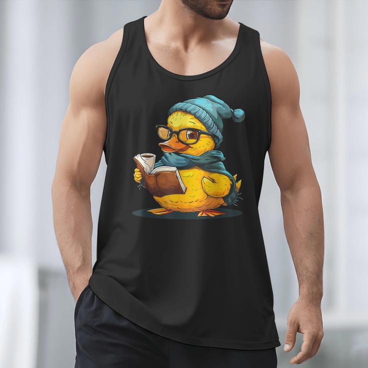 Rubber Duck Reading Book Rubber Duckie Reader Coffee Lover Men Tank Top