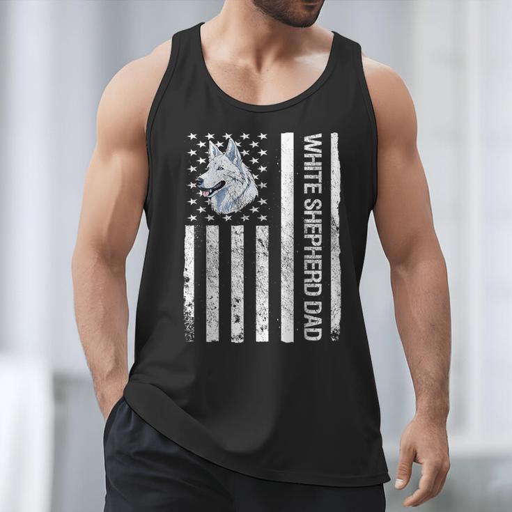 Shepherd Dad USA Flag White German Shepherd Men Tank Top
