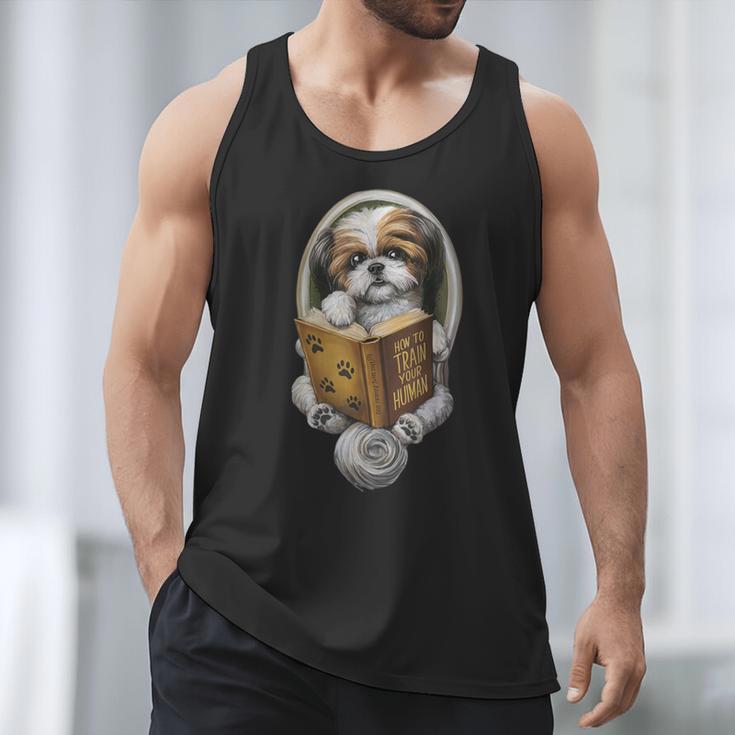Shih Tzu Book How To Train Your Human Funny Dog Motif Men Tank Top