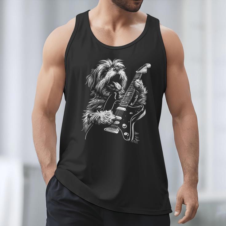 Shih Tzu Dog Playing Electric Guitar Rock Dog Dad Men Women Kids Men Tank Top Shih Tzu Dog Playing Electric Guitar Rock Dog Dad Men Women Kids Men Tank Top