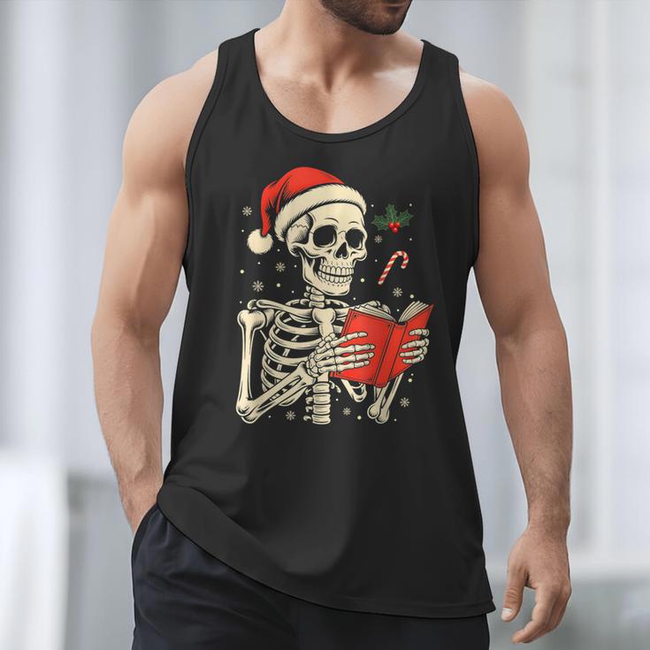 Skeleton Reading Book Christmas Teacher Librarian Book Lover Men Tank Top Skeleton Reading Book Christmas Teacher Librarian Book Lover Men Tank Top