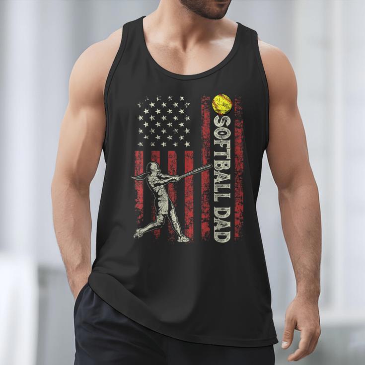 Softball Dad US Flag For Dad Men Patriotic Fathers Day Men Tank Top