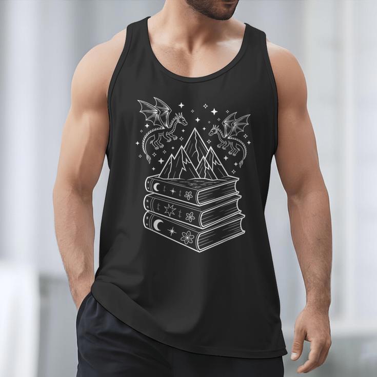 Stack Of Books And Dragons Bookworm Fantasy Books Lover Men Tank Top