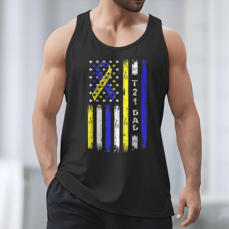 T21 Dad American Flag Down Syndrome Awareness Men Tank Top T21 Dad American Flag Down Syndrome Awareness Men Tank Top