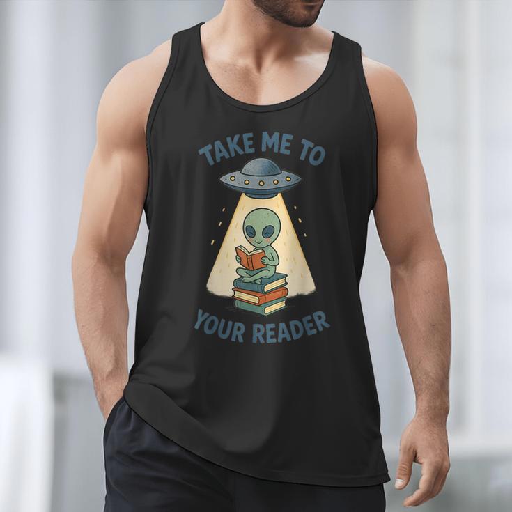Teacher Alien Books UFO Reading Take Me To Your Reader Men Tank Top