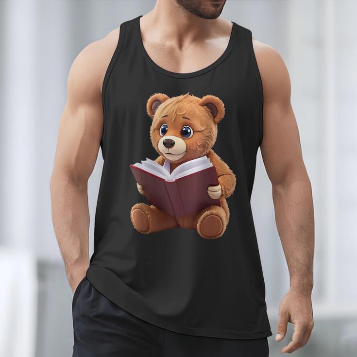 Teddy Bear Reading a Book Men Tank Top