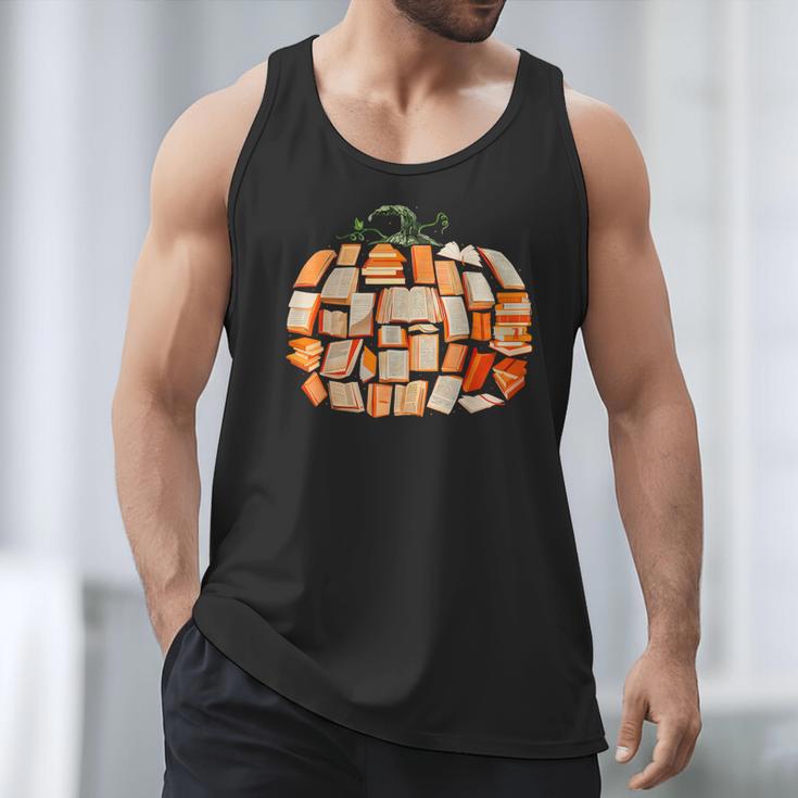 Thanksgiving Fall Books Pumpkins Vintage Library Teacher Kid Men Tank Top