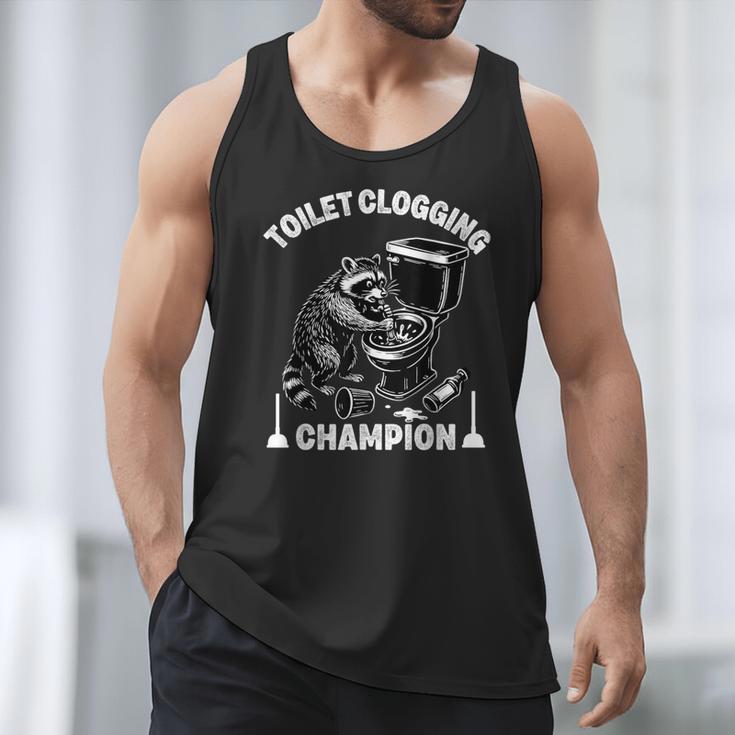 Toilet Clogging Champion Dad Joke Raccoon Trash Panda Men Tank Top