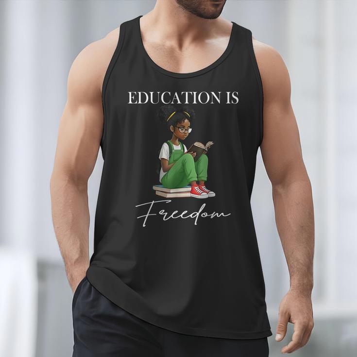 History Month Education Is Freedom Books Black Teacher Men Tank Top