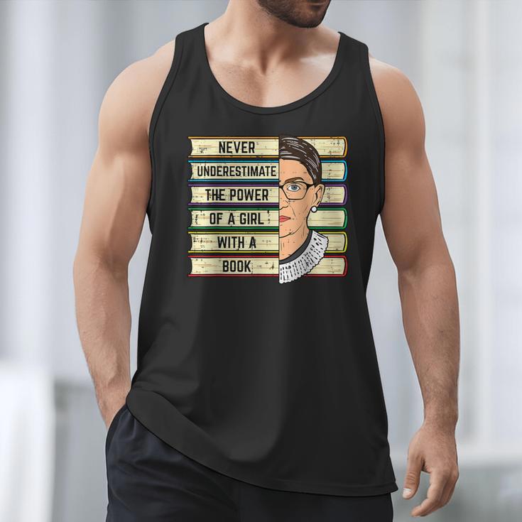 Never Underestimate Girl Read Book Reading Librarian Women Men Tank Top