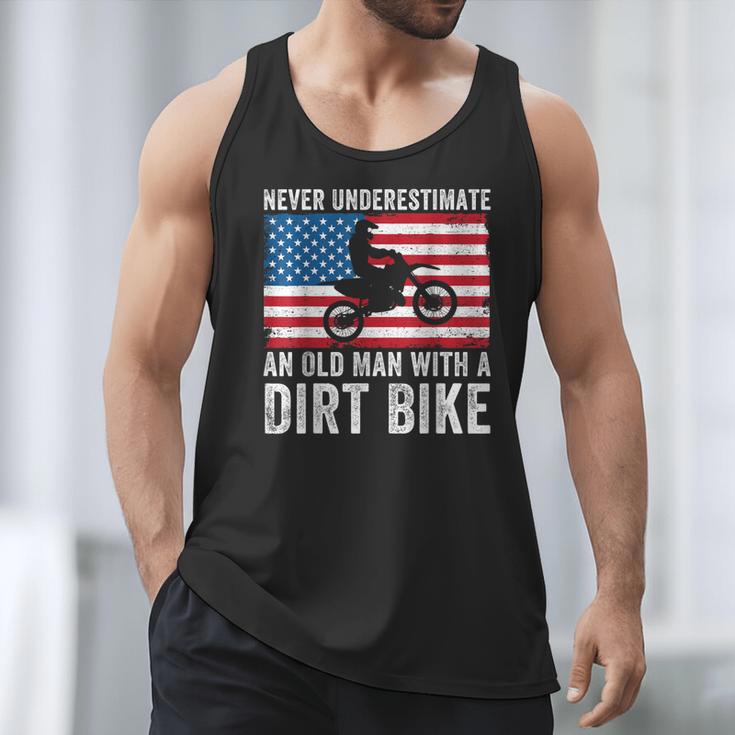 Never Underestimate An Old Man With A Dirt Bike Grandpa Dad Men Tank Top