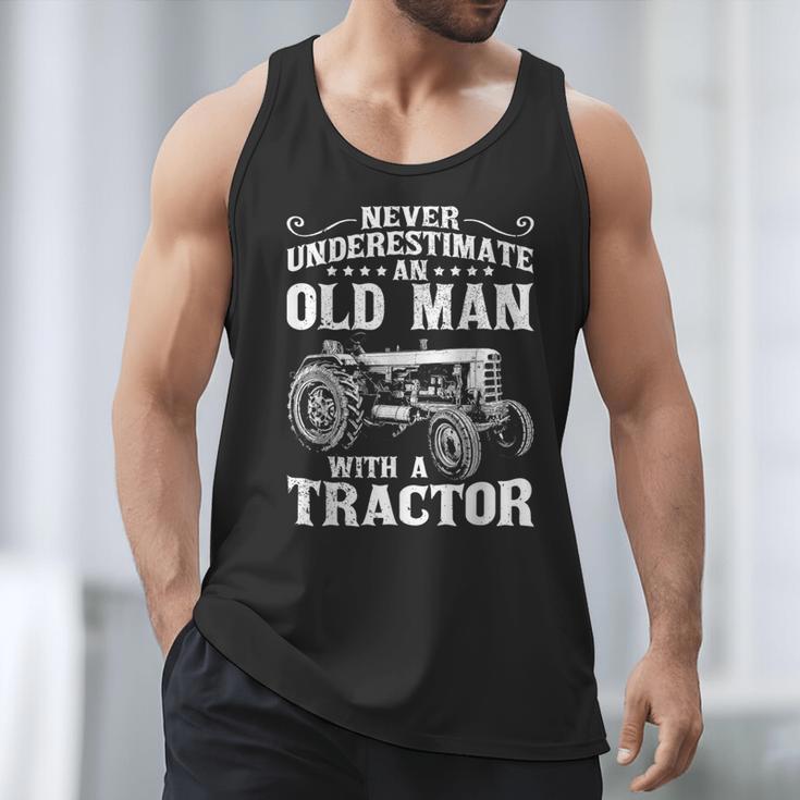 Never Underestimate An Old Man Tractor Farmer Dad Men Tank Top