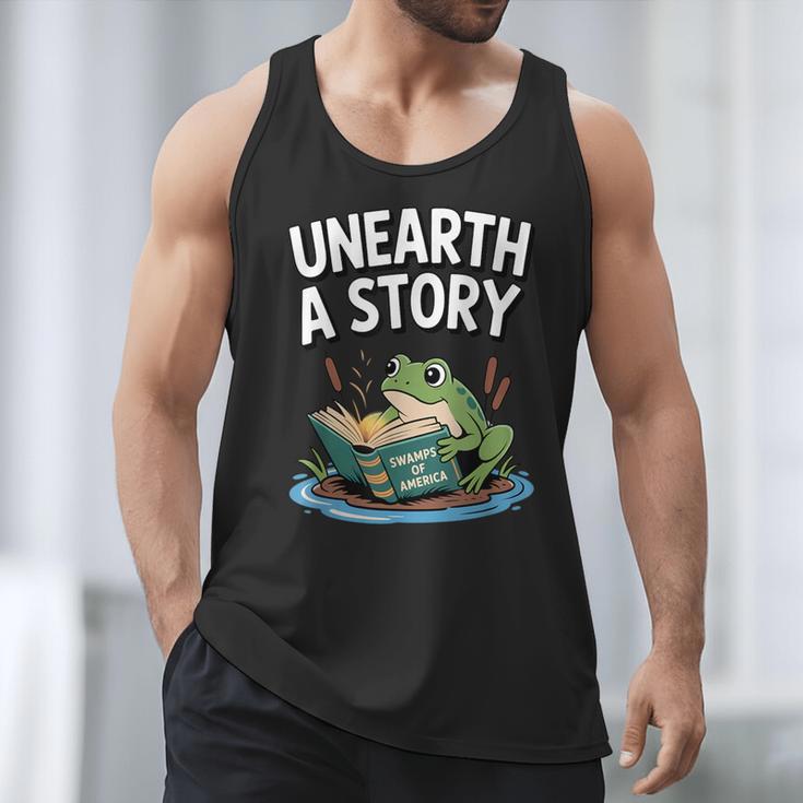 Unearth a Story Frog Reading a Book Summer 2026 Men Tank Top
