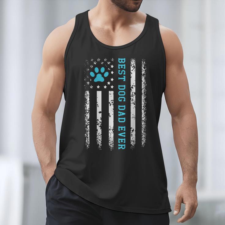 USA Flag Best Dog Dad Ever American Puppy Lover Paw Men Tank Top