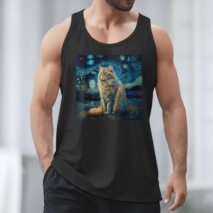 Van Gogh Starry Night Cat For Cat Lover Cat Mom And Cat Dad Men Tank Top