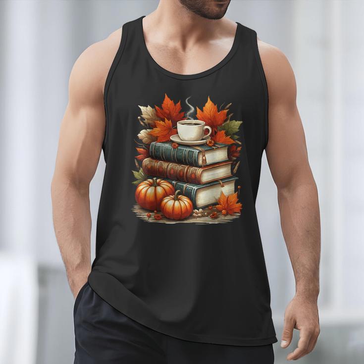 Vintage Autumn Books Coffee Pumpkin Fall Reading Men Tank Top Vintage Autumn Books Coffee Pumpkin Fall Reading Men Tank Top