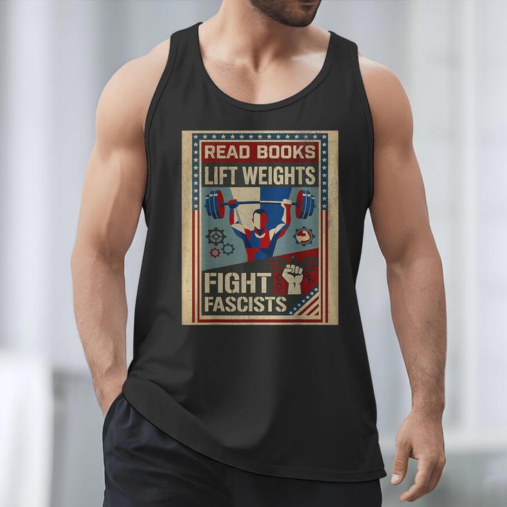 Vintage Style Read Books Lift Weights Fight Fascists Retro Men Tank Top Vintage Style Read Books Lift Weights Fight Fascists Retro Men Tank Top