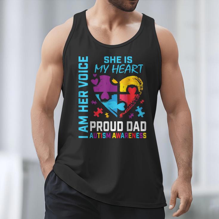 I Am Her Voice She Is My Heart Autism Awareness Daughter Dad Men Tank Top