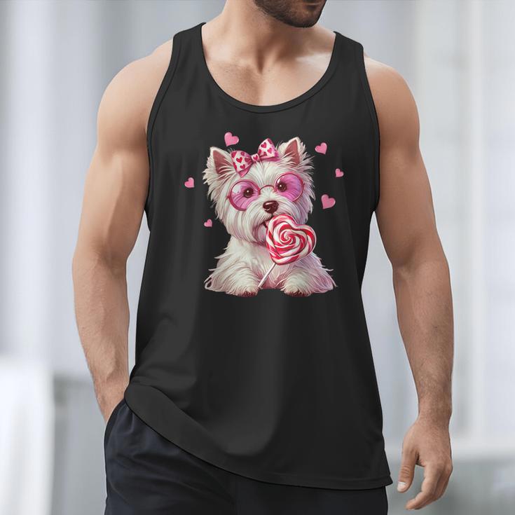 Westie Dog Valentines Day Dog Mom Westie Dad Candy Sucker For Men Women Girls Kids Men Tank Top