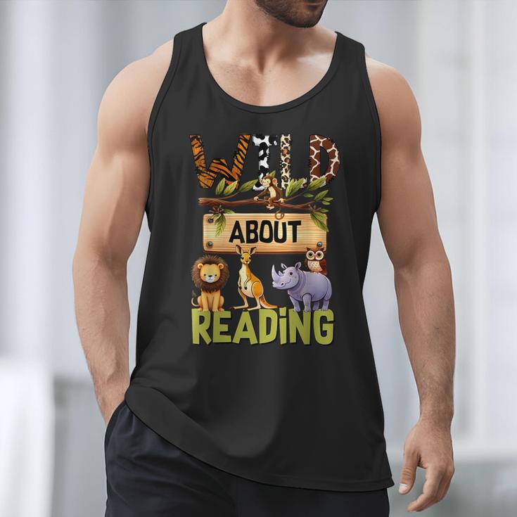 Wild About Reading Reading Books And Bookworm Library Day Men Tank Top