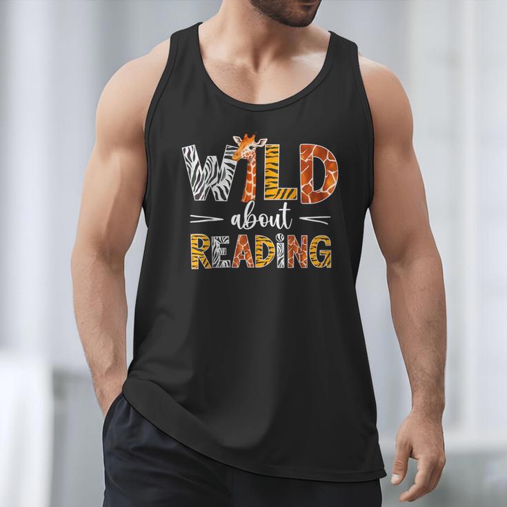 Wild About Reading Books Reader Teachers Kids Librarian Men Tank Top