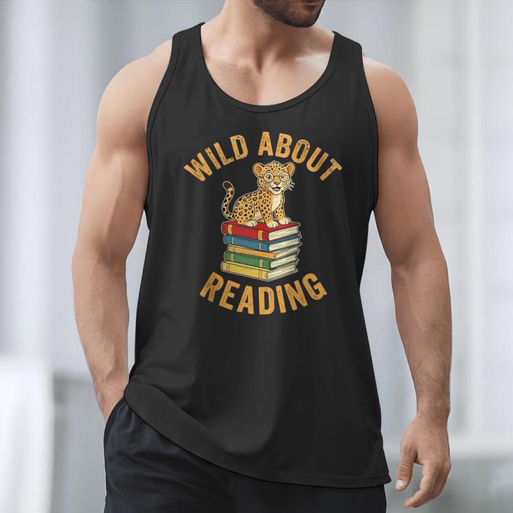 Wild About Reading Cute Leopard Teacher Kids Book Lover Men Tank Top