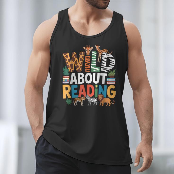 Wild About Reading Zoo Animals Books Reader Lover Men Tank Top