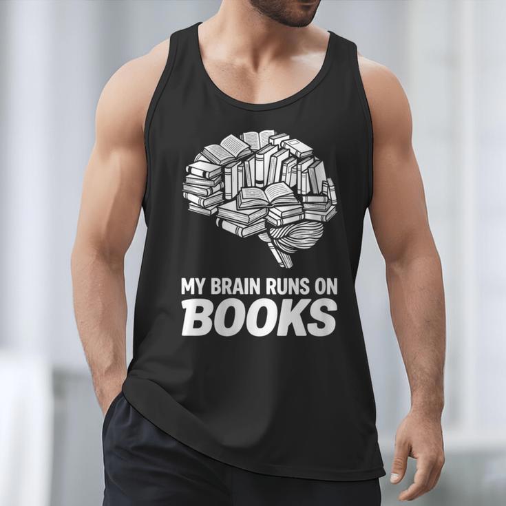 Women's My Brain Runs On Books Reading Bookworm Men Women Men Tank Top