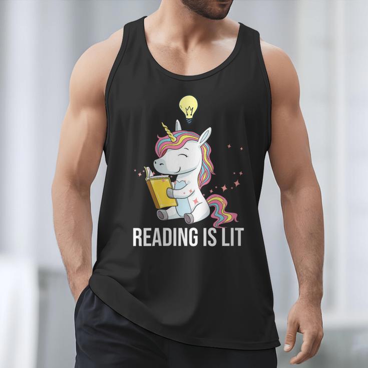 Women's Reading Is Lit Unicorn Library English Teacher Book Lover Men Tank Top
