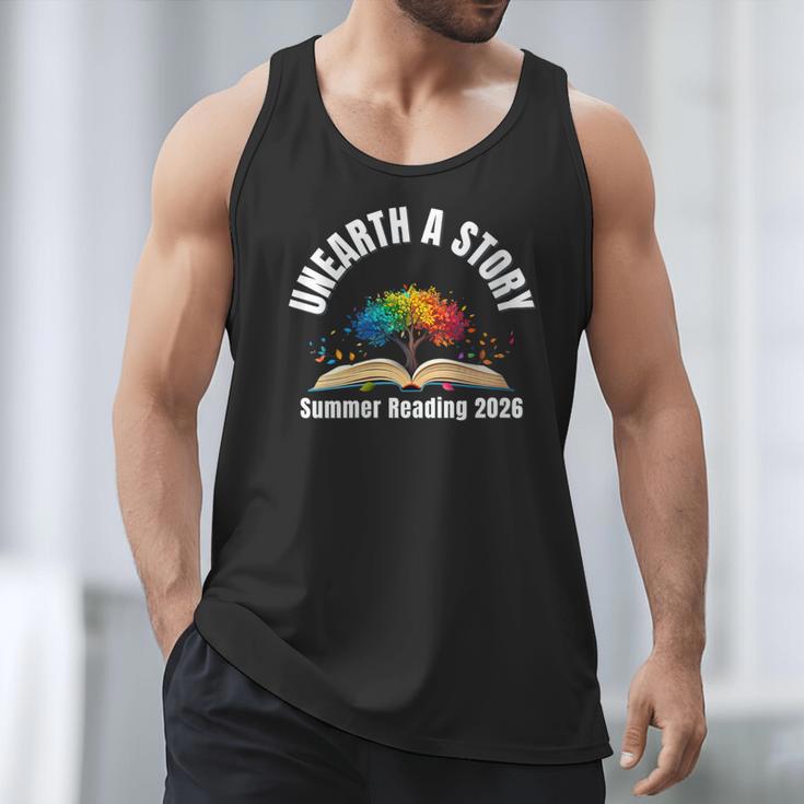 Women's Unearth a Story 2026 Summer Reading Program Tree Book Men Tank Top Women's Unearth a Story 2026 Summer Reading Program Tree Book Men Tank Top