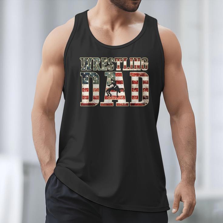 Wrestling Dad American Flag Matching For Dads Of Wrestlers Men Tank Top