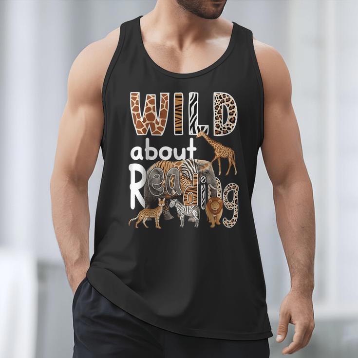 Zoo Animals Wild About Reading Books Reader Lover Librarian Men Tank Top