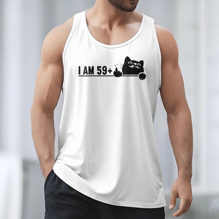 I Am 59 Plus 1 Middle Finger For A 60th Birthday Cat Mom Dad Men Tank Top