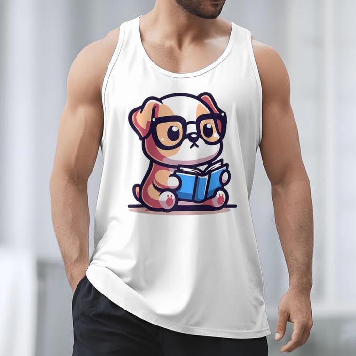 Adorable Book Lover Bulldog With Reading Glasses Cute Raglan Baseball Tee Men Tank Top
