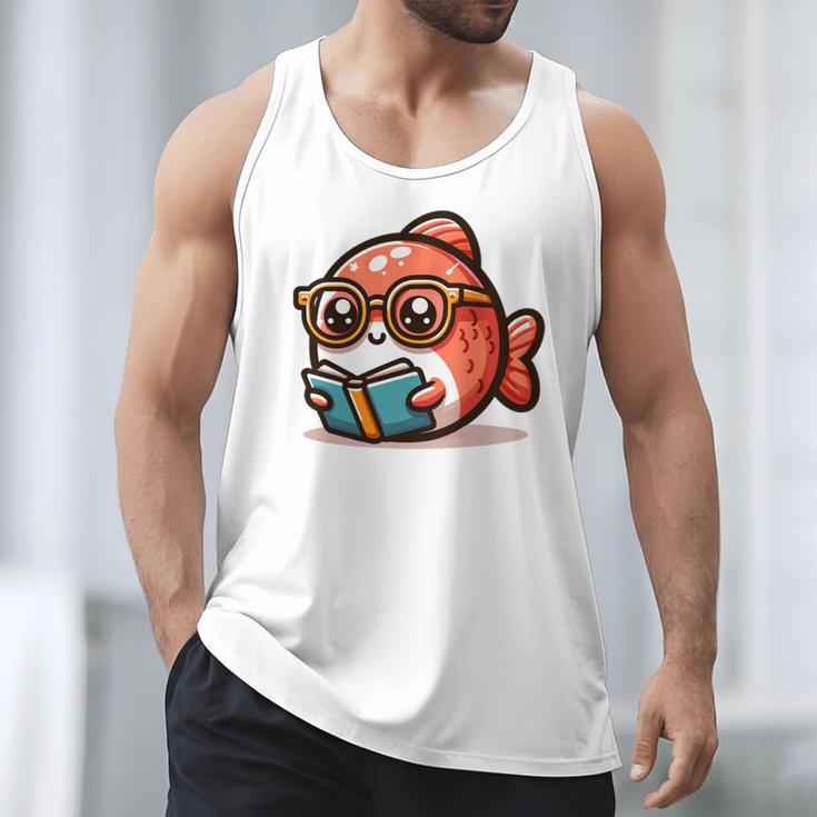Adorable Book Lover Salmon With Reading Glasses Cute Men Tank Top Adorable Book Lover Salmon With Reading Glasses Cute Men Tank Top