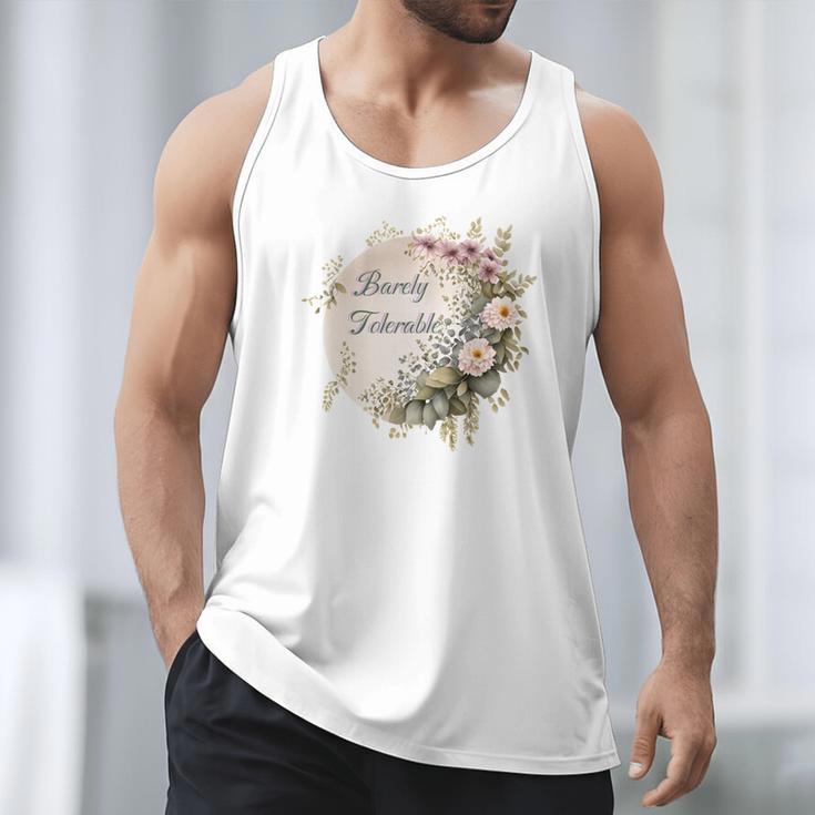 Barely Tolerable Book Lover Bookish Floral Bookworm Men Tank Top