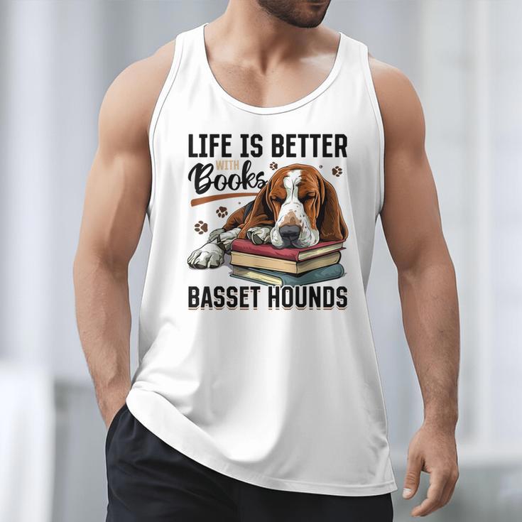 Basset Hound Dog Breed Life Is Better With Books And a For Men Women Girls Kids Men Tank Top