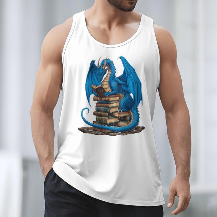 Book Lover Bookworm Reading Books Dragon Premium Tri-Blend Men Tank Top