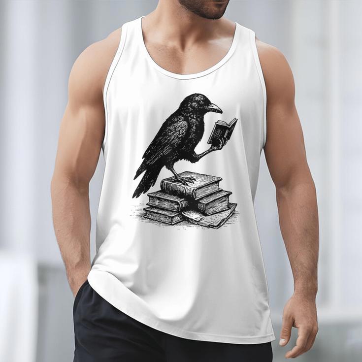 Book Raven Vintage Dark Academia Literature Reading Men Tank Top