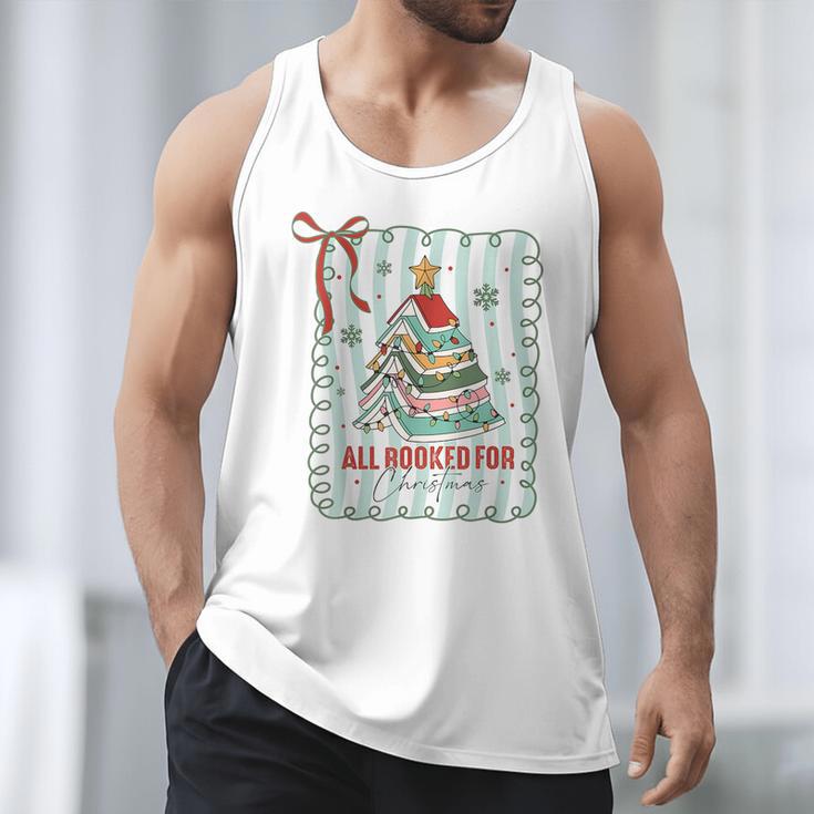 All Booked For Christmas Book Xmas Tree Coquette Bow Lights Men Tank Top