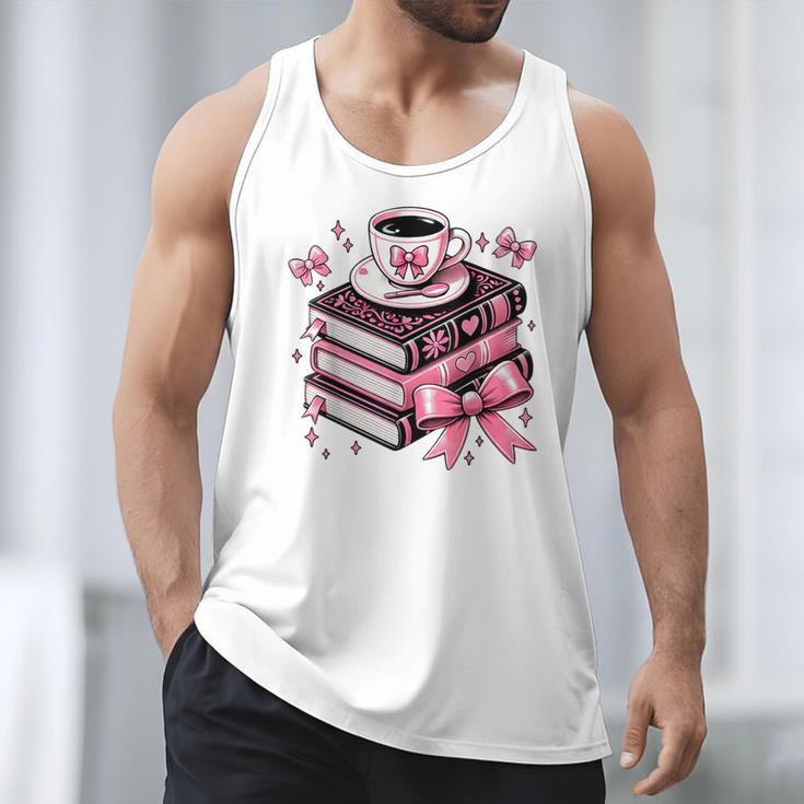 All Booked For Valentine's Teacher Coquette Bow Coffee Book Men Tank Top