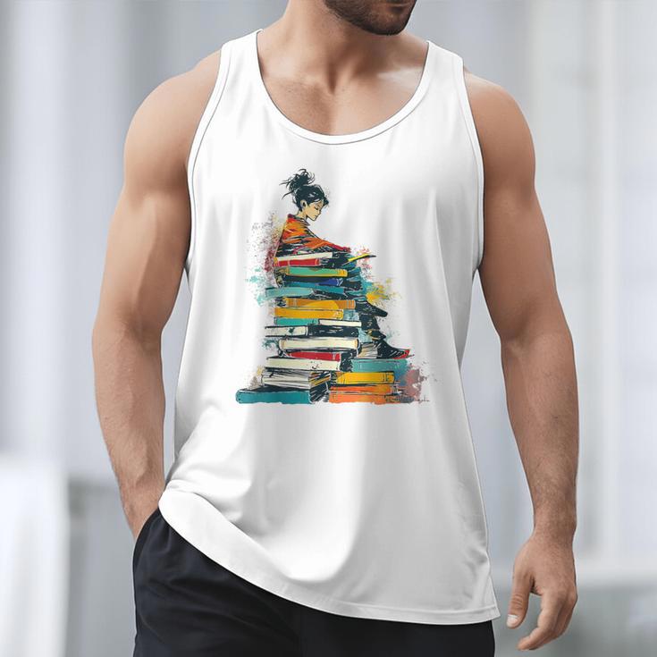 Books Abstract Artist Women Art Painting Books Men Tank Top