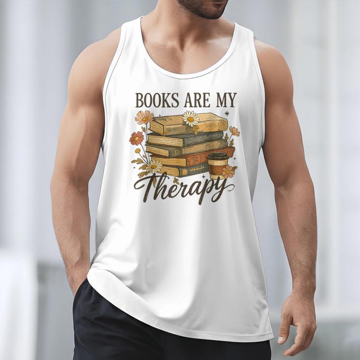 Books Are My Therapy Vintage Book Lover Daisy Art Men Tank Top Books Are My Therapy Vintage Book Lover Daisy Art Men Tank Top